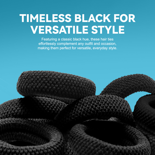 Large Thick Hair Ties, Large Cotton Stretch, Ponytail Holder Seamless Hair Bands Scrunchies Accessories for Women Girls Hair Ties No Crease Headband HOYOLS (Black)