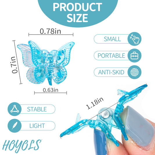 Hoyols Glitter Butterfly Hair Clips, 90s Y2K Sparkle Accessories for Teens Women Adults, Cute Small Jaw Claws, Assorted 12 Colors, 48 Pcs (Sparkle Candy)