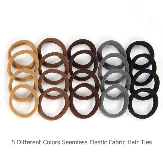Soft Thick Seamless Cotton Hair Ties, Ponytail Scrunchies Head bands No Damage Crease for Women Girls Kids Poncytail Holder 100 Pieces (Brunette Brown Set)