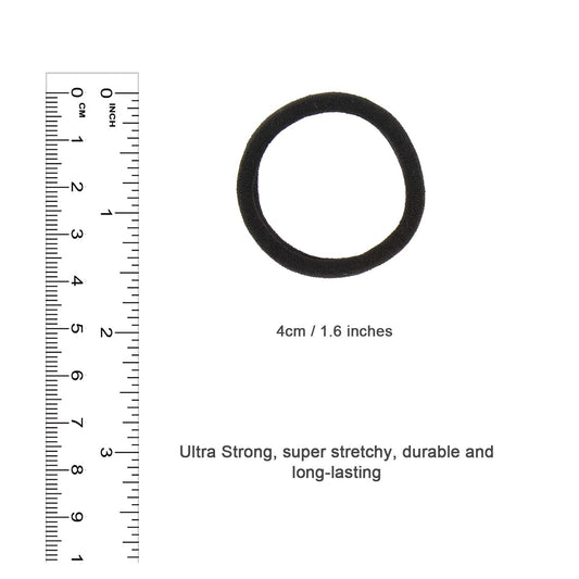 Seamless Hair Ties, Cotton Cloth Fabric Black Hair Bands, Soft Large Ponytail Holder for women Hair Black Scrunchies Headbands Accessories for Women Girl 100 Pcs 1.5 inch