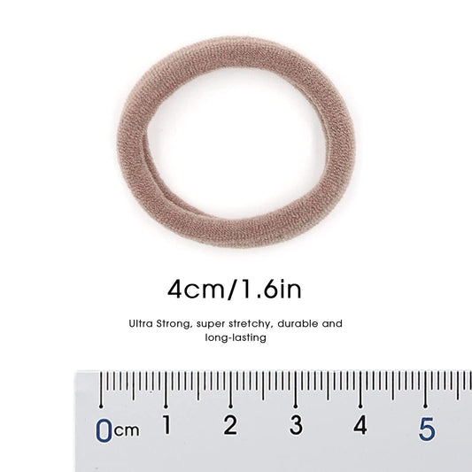 Soft & Stretch Cotton Hair Ties Large Hair Bands Nylon Fabric Ponytail Holder for Thick Heavy Curly Hair, No Slip No Damage Seamless Scrunchies Headbands (Caramel)