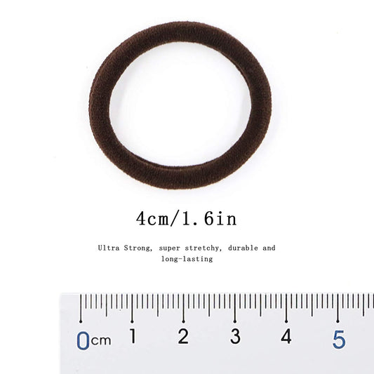 Soft & Stretch Cotton Hair Ties Large Hair Bands Nylon Fabric Ponytail Holder for Thick Heavy Curly Hair, No Slip No Damage Seamless Scrunchies Headbands (Espresso)