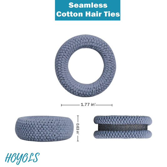 Large Thick Hair Ties, Large Cotton Stretch, Ponytail Holder Seamless Hair Bands Scrunchies Accessories for Women Mens Hair Ties No Crease Headband HOYOLS (7 pcs Set)