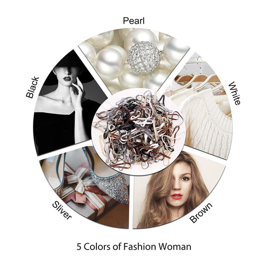 Winter Black & White Hair Ties Small Tiny Elastic Plastic Strong Hair Bands for Women Girls Kids Brown Thick Thin Hair Braided Stretchy Bulk 1000pcs HOYOLS