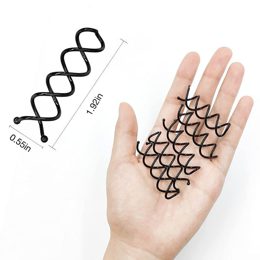 HOYOLS Spiral Hair Pins Black, Spin Bun Bobby Pins for Hair Screws Twists Spirals Non-Scratch Round Tips for Thick Hair Women Spin Pins Accessories 10pcs Black 2 inches (Black)