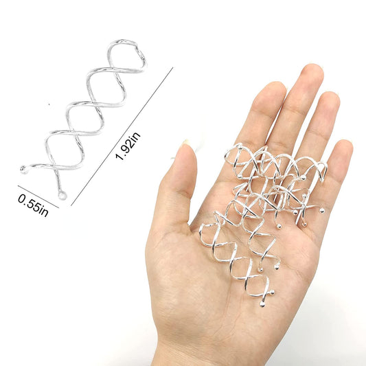 HOYOLS Silver Spiral Hair Pins Blonde, Spin Bun Bobby Pins for Hair Screws Twists Spirals Non-Scratch Round Tips for Thick Hair Women Spin Pins Accessories 10pcs 2 inches (Silver)