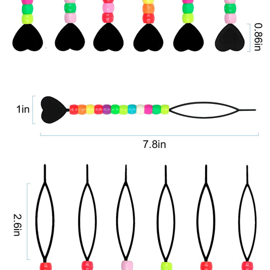 Hoyols Quick Hair Beading Tools with Colorful Pony Beads Magic Topsy Hair Tail Beader for Loading Beads Braid Stringer Ponytail Maker Styling for Kids Girls 6pcs Black