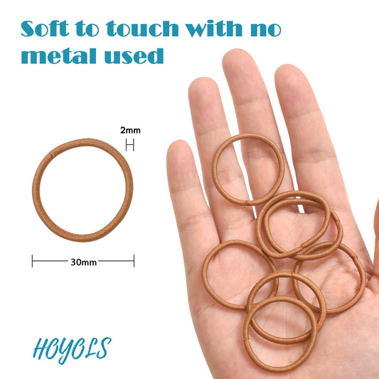 Hoyols Small Thin Small Hair Ties Elastics, 1 inch No Metal Hair Bands Styling Accessories for Girls Teenage Kids Men Hair & Ties Pony tail Fine Hair 2mm 100 Count (Copper)