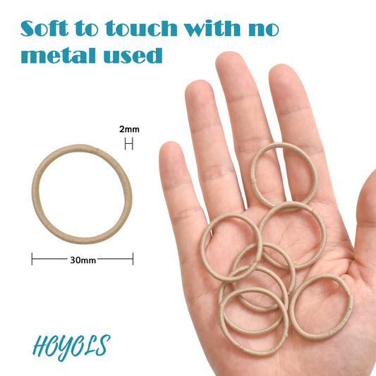 Hoyols 1 inch 2mm Small Light Blonde Hair Ties Thin, Hair Elastics & Ties Ponytail Holders for Thick Hair Bands Pony Tail Holder 100 Count (Light Blonde)