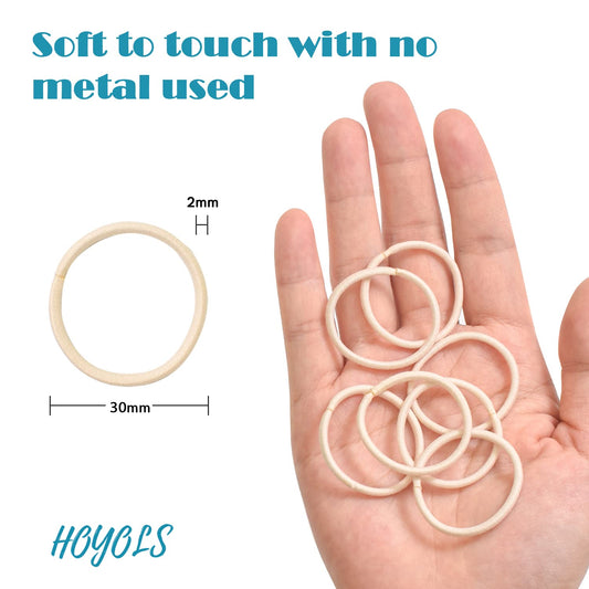 Hoyols Small Thin Hair Elastics & Ties, Beige Blonde Ponytail Holder for Thick Girls Hair Ties for Fine Hair Styling Accessories, 2mm 100 Count (Beige Blonde)