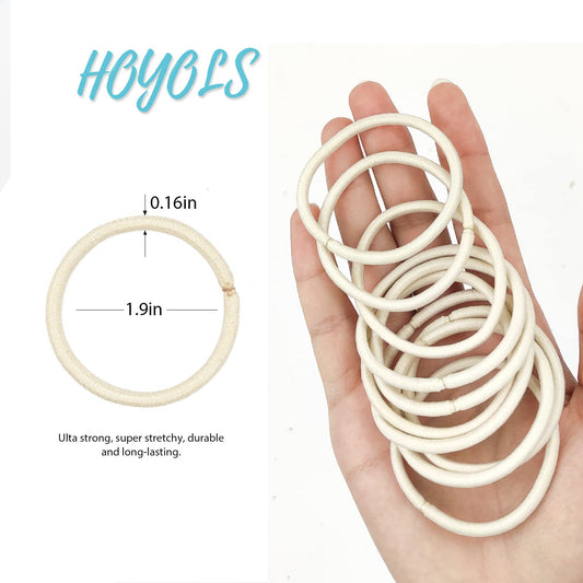 Hoyols 4mm Hair Elastics, No Metal Thin Hair Ties for Women’s Hair Ponytail Holder Bands Stretch No Damage, 50 Count (Beige Blonde)