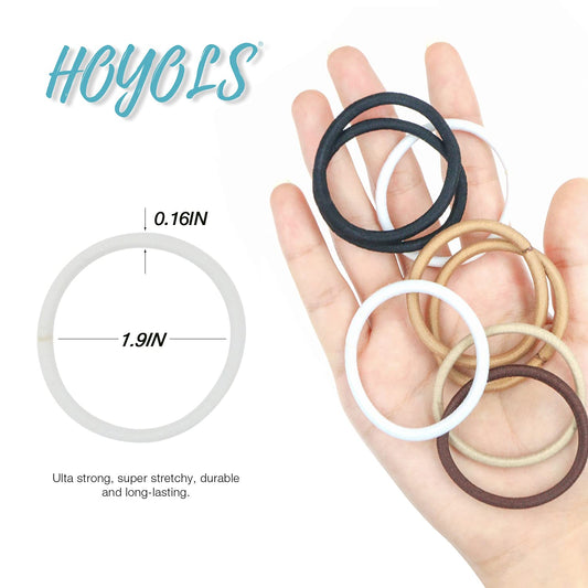 Hoyols Ponytail Holders, No Metal Braided Hair Bands Elastic Thick Tie for Women Thick Fine Curly Hair gomas para el pelo 50 Count 4mm (White) Visit the HOYOLS Store