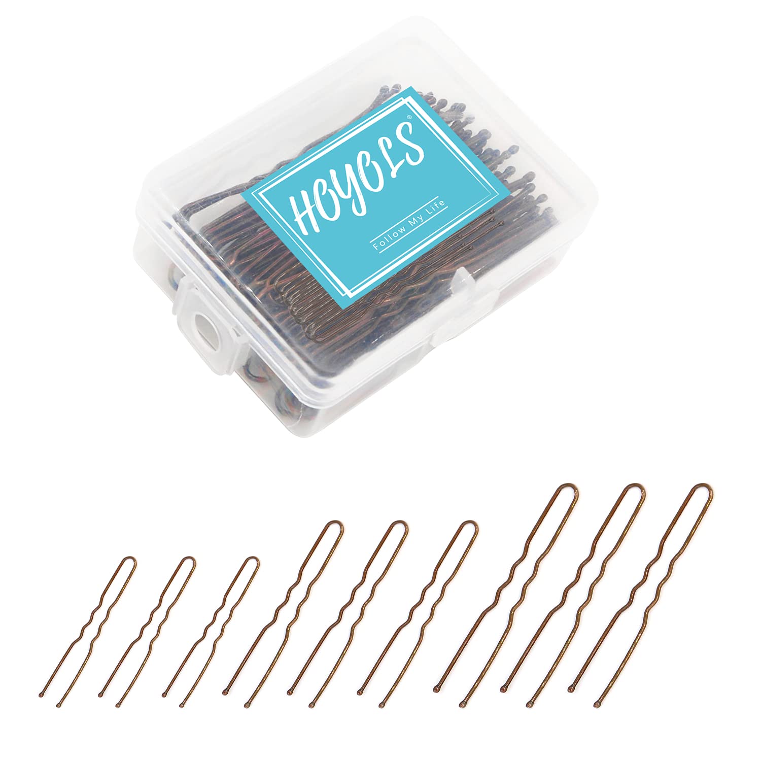 Hoyols U Shaped Hair Pins Brown Assorted Size U Shape Bobby Pins Met