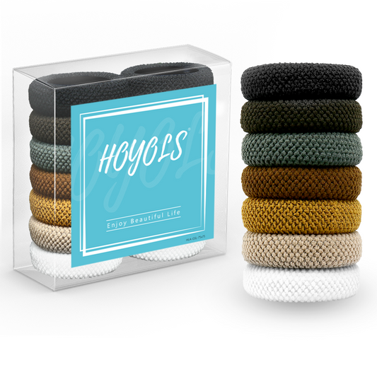 Large Thick Hair Ties, Large Cotton Stretch, Ponytail Holder Seamless Hair Bands Scrunchies Accessories for Teens Women Mens Hair Ties No Crease Headband HOYOLS (Autumn Hues Color)