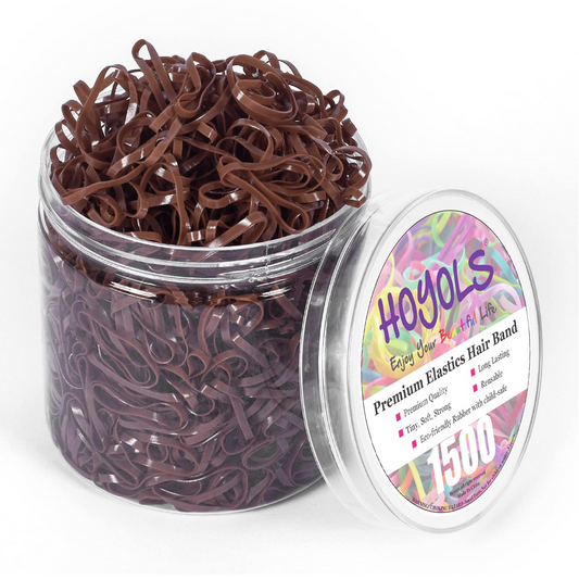 HOYOLS 1500 Pcs Brown Elastic Hair Bands – Small TPU Rubber Bands for Teenage Girls & Women, No Damage Hair Ties, Stretchy Ponytail Holders for Fine, Thin to Medium Hair (Brown)
