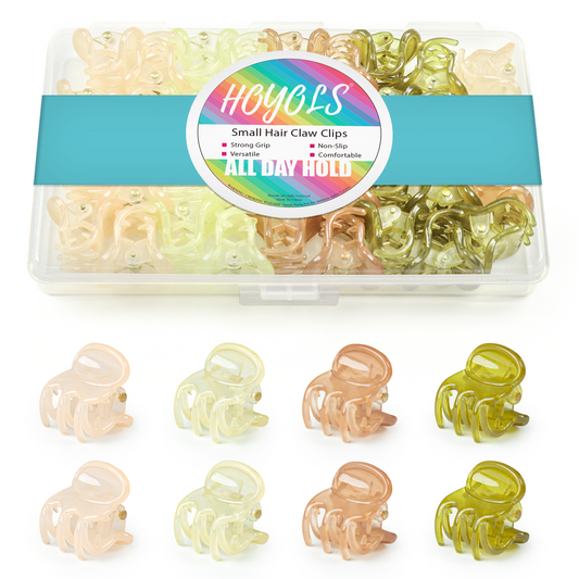 HOYOLS 36 Pcs Mini Hair Clips for Styling, Colorful Small Plastic Jaw Claw Clips Strong Hold for Thin Thick Short Hair Accessories for Women and Girls (Autumn Whisper)