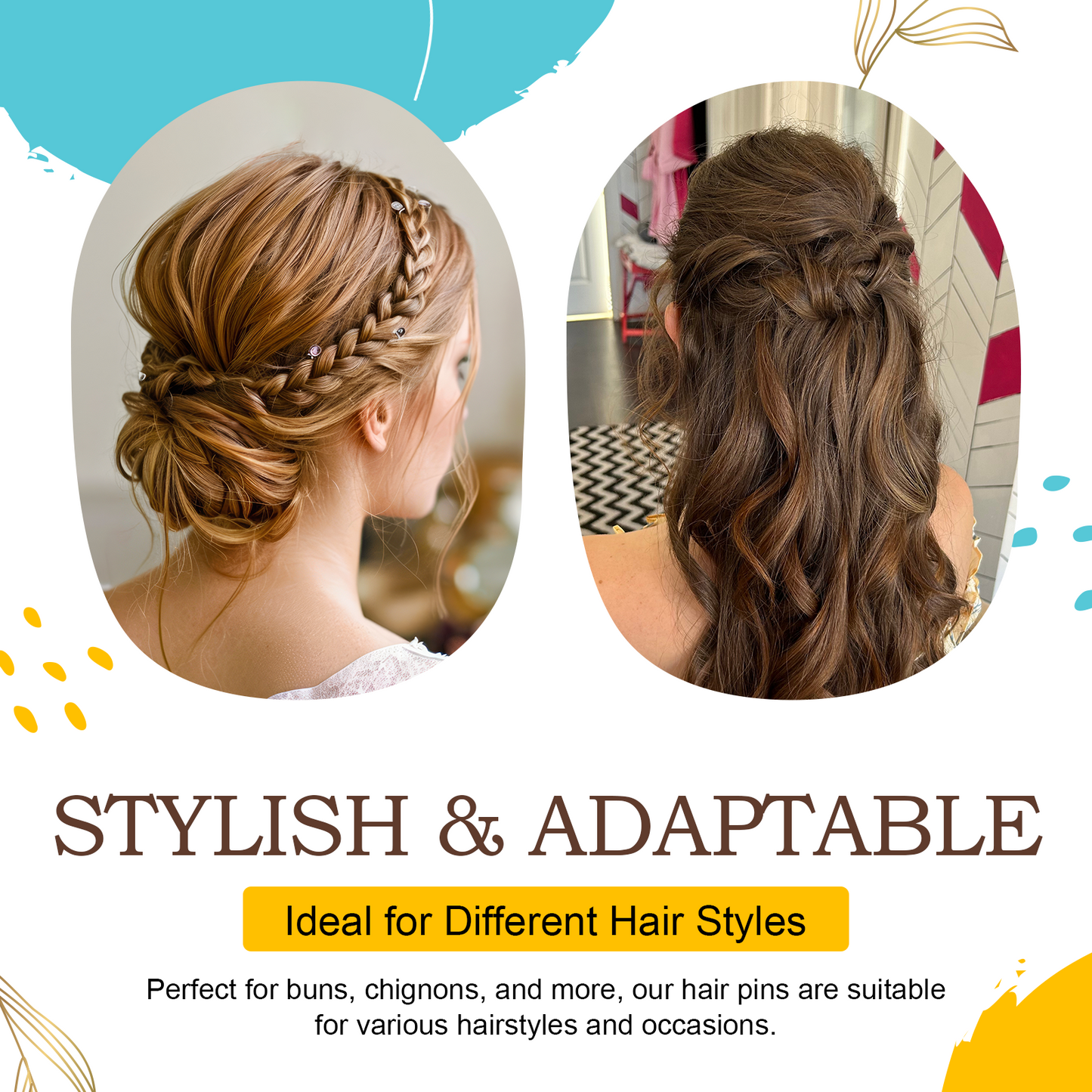 HOYOLS 12 PCS Brown French Hair Pins for Women, 3.5 Inch U Shaped Hair Sticks for Chignon Buns, French Twist Fork Pins Clips, Hairpins for Styling & Updos Hair Accessories
