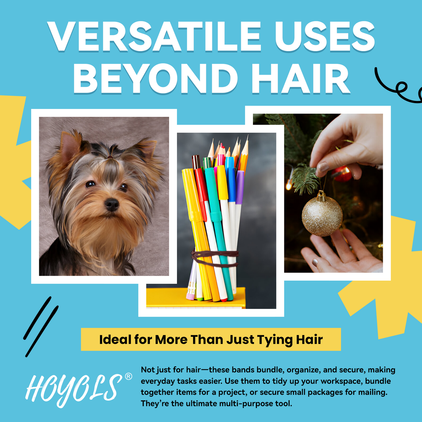 HOYOLS 1500 Pcs Brown Elastic Hair Bands – Small TPU Rubber Bands for Teenage Girls & Women, No Damage Hair Ties, Stretchy Ponytail Holders for Fine, Thin to Medium Hair (Brown)