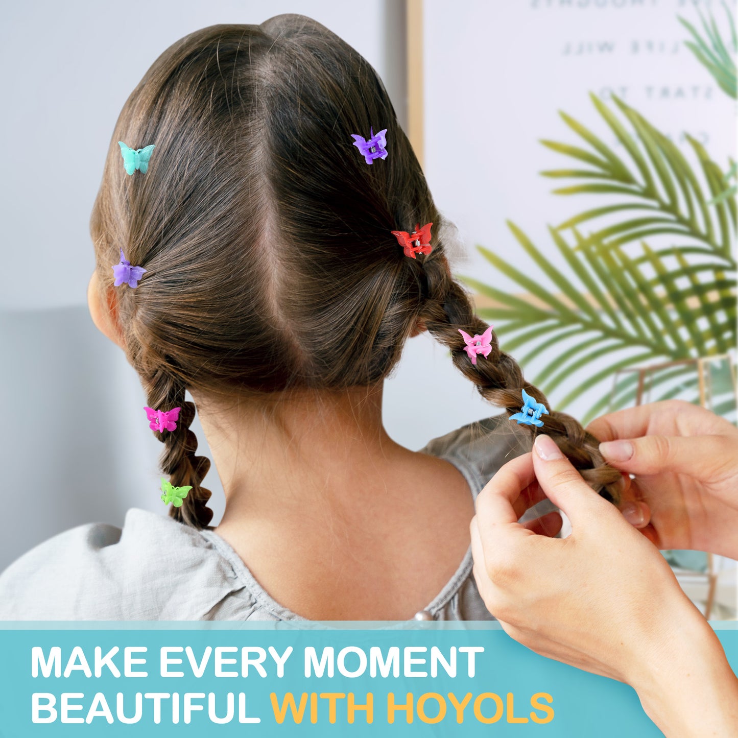 HOYOLS Mini Butterfly Hair Clips, Y2K Small Jaw Hairclips for Women and Teens, 90s Cute Hair Accessories for Braids 12 Assorted Colors, 48 Pcs (Candy Rainbow)