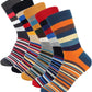 HOYOLS Men's Dress Casual Colorful Stripe Cotton Socks Patterned Business Long Socks (5 Packs)