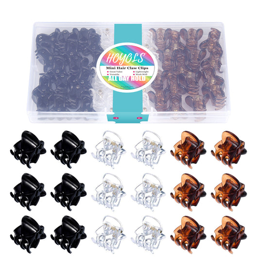  Hoyols 48pcs Mini Hair Clips feature a classic color assortment in black, white, and brown (Classic Color)