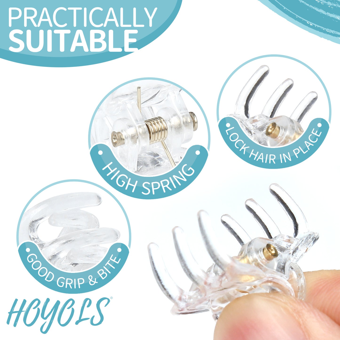 Hoyols Clear Small Mini Claw Clips for Hair, 48 Pcs Tiny Plastic Jaw Clips Strong Girp No Hair Pulling Cute Hair Accessories for Women Girls Short Thick Hair