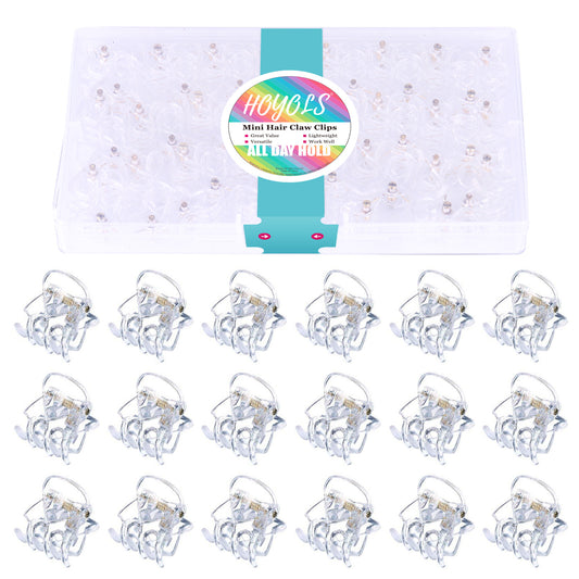 Hoyols Clear Small Mini Claw Clips for Hair, 48 Pcs Tiny Plastic Jaw Clips Strong Girp No Hair Pulling Cute Hair Accessories for Women Girls Short Thick Hair