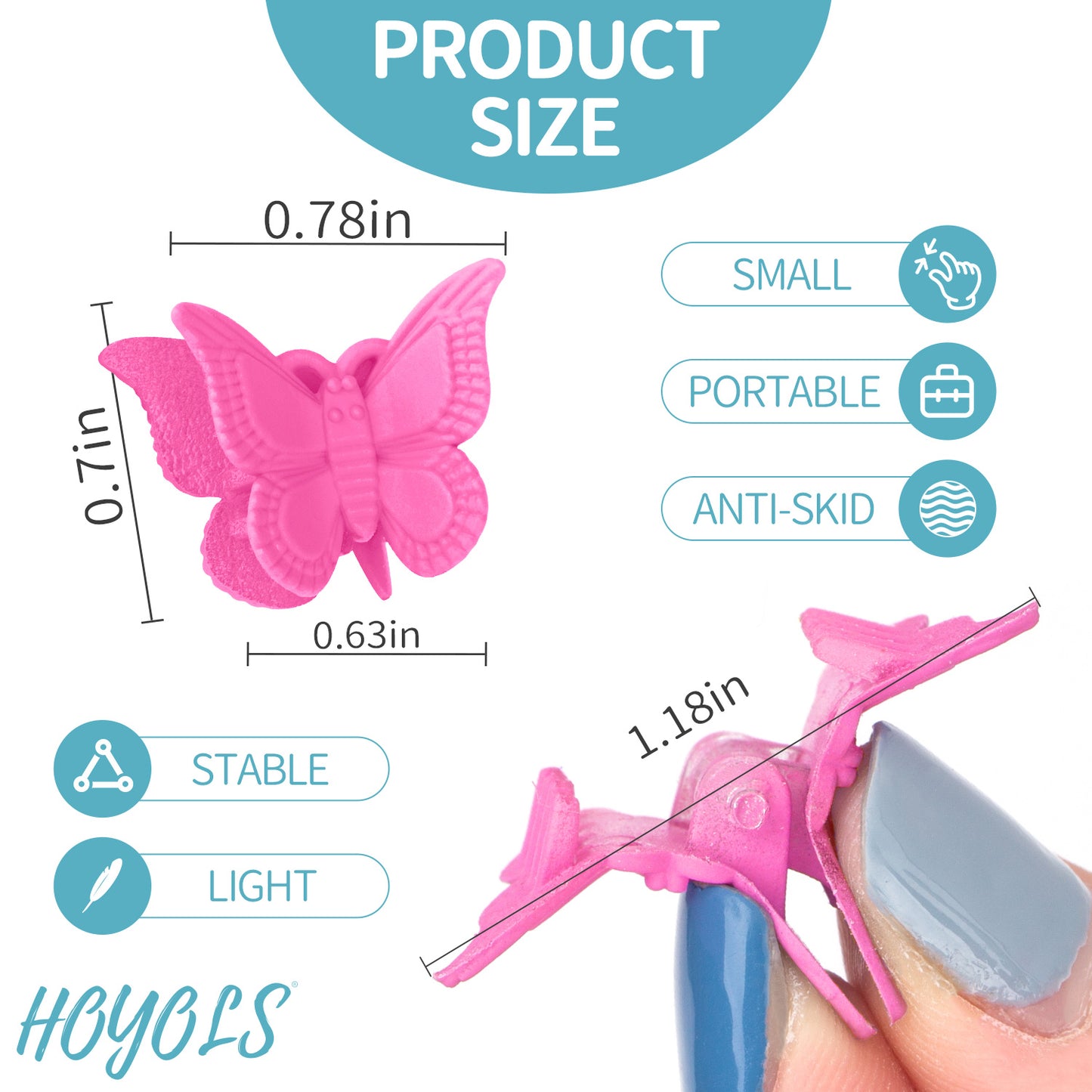 Hoyols Butterfly Hair Claw Clips for 90s, Small Mini Cute Hair Accessories for Women Teens Thin Braids 12 Colors 48 pcs (Matte Candy)