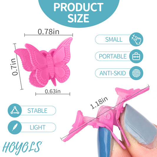Hoyols Butterfly Hair Claw Clips for 90s, Small Mini Cute Hair Accessories for Women Teens Thin Braids 12 Colors 48 pcs (Matte Candy)