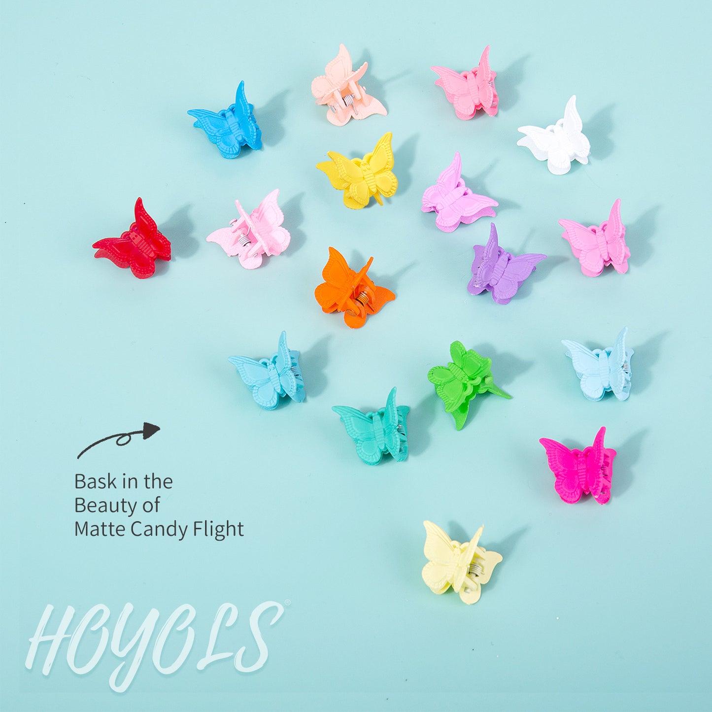 Hoyols Butterfly Hair Claw Clips for 90s, Small Mini Cute Hair Accessories for Women Teens Thin Braids 12 Colors 48 pcs (Matte Candy)