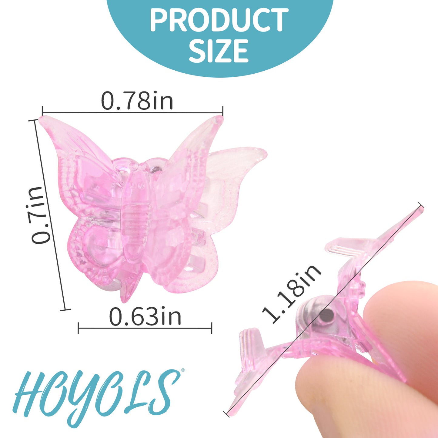 Hoyols Mini Butterfly Hair Clips, 90s Y2K Pastel Rainbow Hair Claw Clips for Teens Women Adults, Cute Small Jaw Claws,Butterfly Hair Clips（12 jelly pastel colors）
