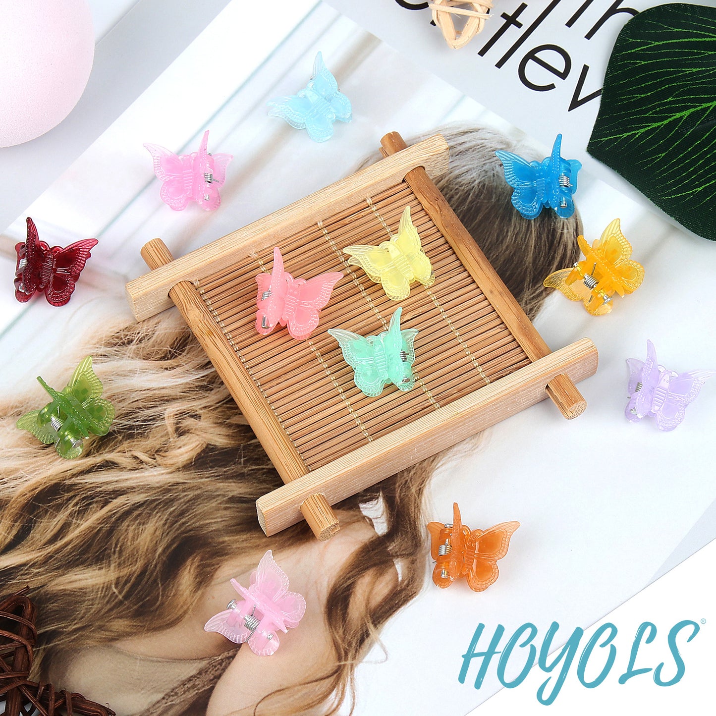 Hoyols Mini Butterfly Hair Clips, 90s Y2K Pastel Rainbow Hair Claw Clips for Teens Women Adults, Cute Small Jaw Claws,Butterfly Hair Clips（12 jelly pastel colors）