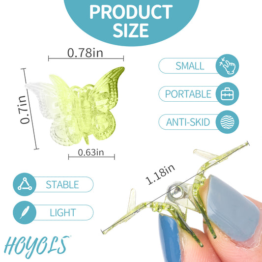 Hoyols Butterfly Clips for Teens Adults, 90s Butterflie Accessories for Women, Cute Mini 2000s Hair Claw Clip Plastic Claw Rainbow Rave Festival Assorted 12 Hues 48 pcs (Gradient Color)