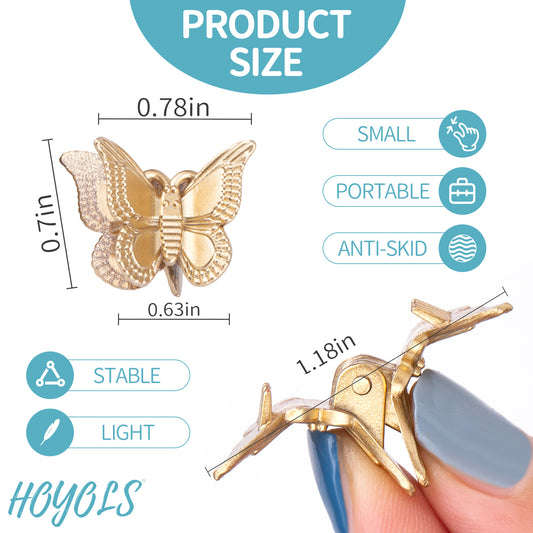 Hoyols Silver Gold Butterfly Hair Clips, 48 pcs 90s Hair Accessories for Teens Women, Small Mini Hair Stuff Thing Clips Pins for Braids Rave Festival Party Decorations Bulk (Metallic Color)