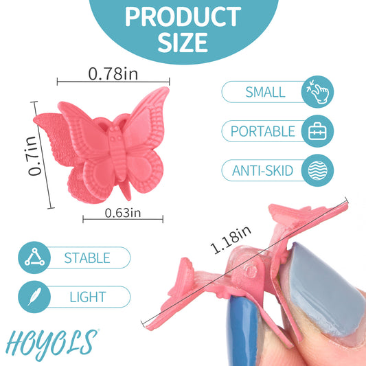 HOYOLS Hot Pink Red Butterfly Hair Clips, 90s Kawaii Accessories for Women Teens and Adults, Small Cute Hair Clips for Rave Festival Party 5 Colors, 50 Pcs (Passion Color)