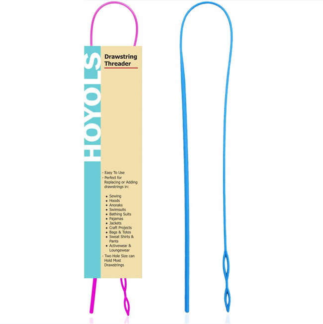 Drawstring Threader, Plastic Flexible Nylon Needle Drawstring Threader, Easy & Quick Sewing Needle Replacement Craft Tools for Wool Yarn Ribbon Elastic Tape HOYOLS 2 Pcs