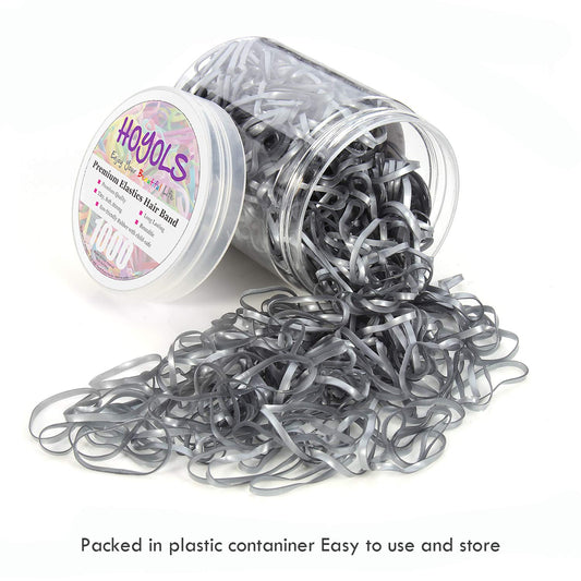 Hoyols Rubber Hair Ties Elastic Bands Ponytail Polyband Ties for Kids Women Girl 1000 Piece Pack (Silver Metal)
