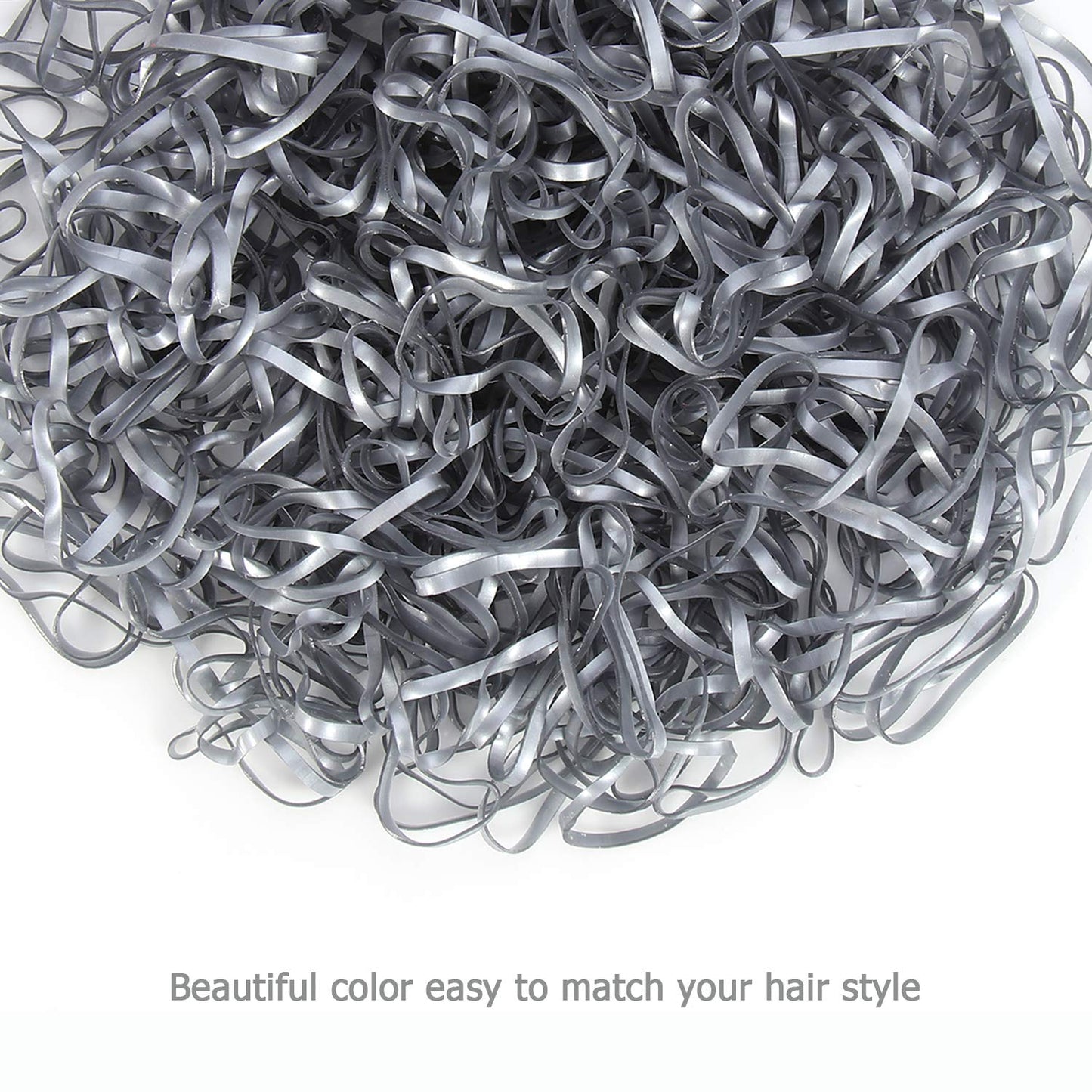 Hoyols Rubber Hair Ties Elastic Bands Ponytail Polyband Ties for Kids Women Girl 1000 Piece Pack (Silver Metal)