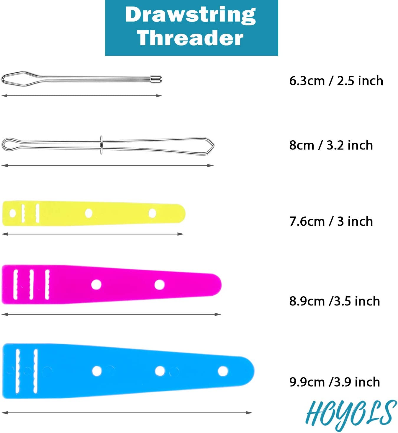 Drawstring Threader – 7Pcs Set, Bodkin Threader, Sewing Loop Turner, Elastic Threaders Tweezers, Quick & Easy Flexible Rethread Drawstrings Replacement Tools Needle for Craft Hoodies Sweatpants Ballet