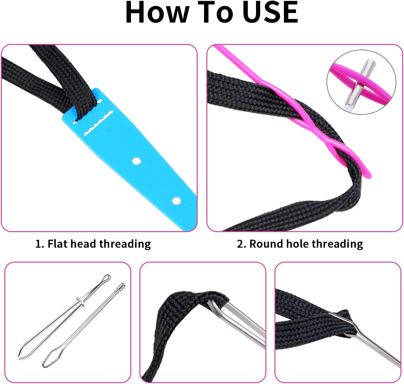 Drawstring Threader – 7Pcs Set, Bodkin Threader, Sewing Loop Turner, Elastic Threaders Tweezers, Quick & Easy Flexible Rethread Drawstrings Replacement Tools Needle for Craft Hoodies Sweatpants Ballet
