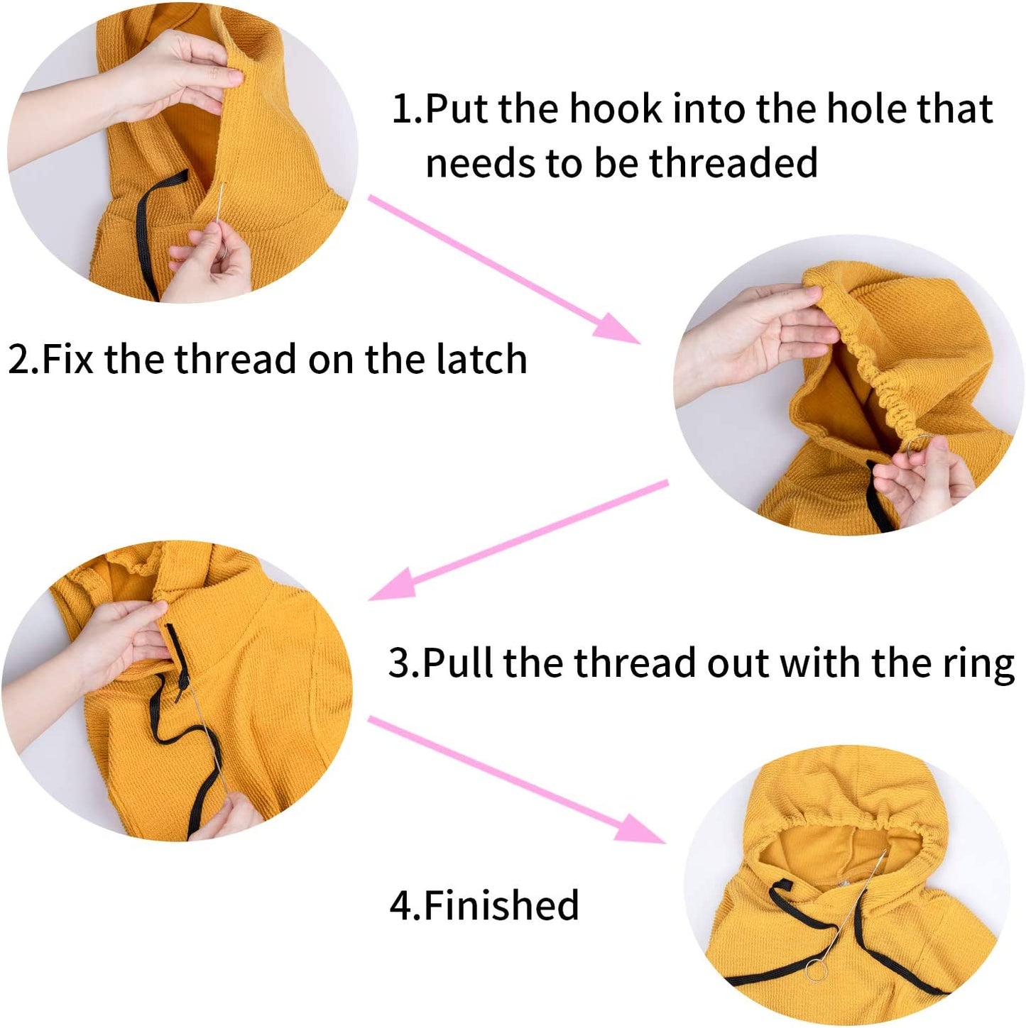 Drawstring Threader – 7Pcs Set, Bodkin Threader, Sewing Loop Turner, Elastic Threaders Tweezers, Quick & Easy Flexible Rethread Drawstrings Replacement Tools Needle for Craft Hoodies Sweatpants Ballet