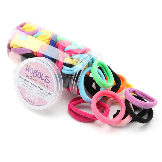 Seamless Hair Band Small Hair Ties Ponytail Holder No Crease Damage 4cm (10 Muilt Color Set)