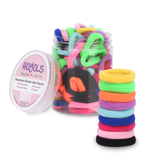 Small Seamless Cotton Hair Ties, Ponytail Scrunchies Head bands for Women Girls Kids Ponytail Holder 100 Pieces 1.2 inch (10 Colors)