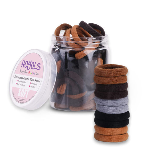 Seamless Cotton Hair Ties, Small Elastic Hair Ties Ponytail Holders for Fine Hair No Damage Tiny Head Bands for Toddler Girls Kids 100pcs 1.2 inch by Hoyols (5 colors)