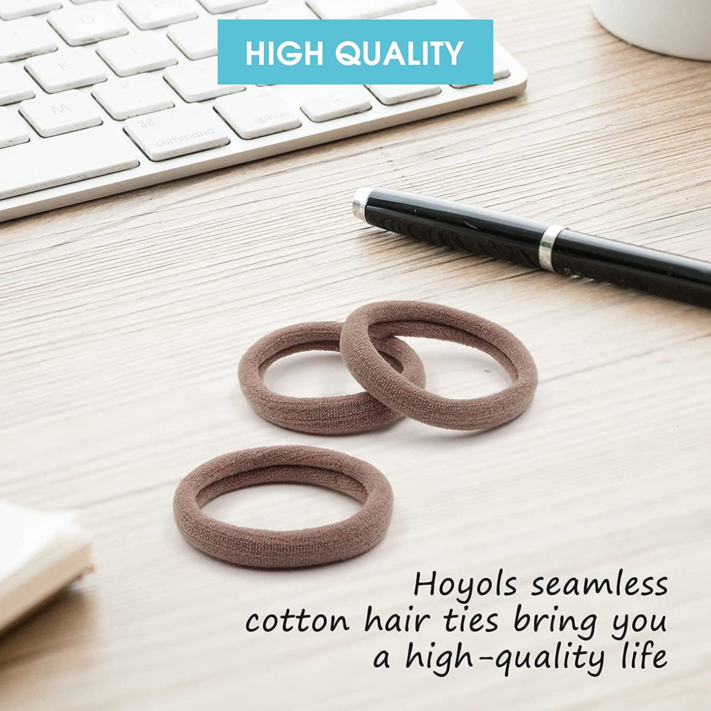 Soft & Stretch Cotton Hair Ties Large Hair Bands Nylon Fabric Ponytail Holder for Thick Heavy Curly Hair, No Slip No Damage Seamless Scrunchies Headbands  (Caramel)