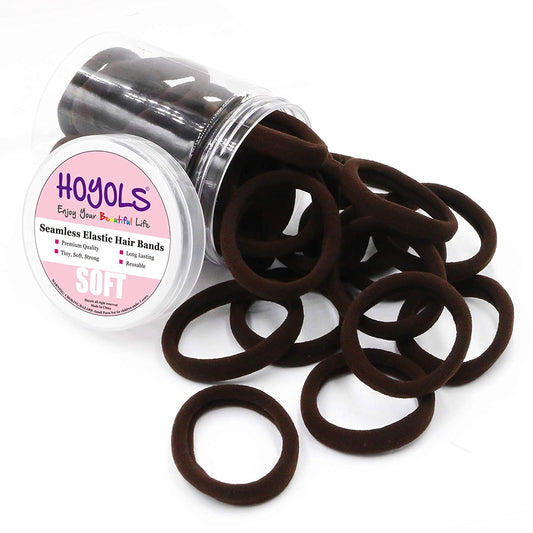 Soft & Stretch Cotton Hair Ties Large Hair Bands Nylon Fabric Ponytail Holder for Thick Heavy Curly Hair, No Slip No Damage Seamless Scrunchies Headbands  (Espresso)