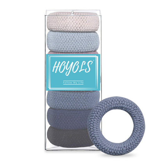 Large Thick Hair Ties, Large Cotton Stretch, Ponytail Holder Seamless Hair Bands Scrunchies Accessories for Women Mens Hair Ties No Crease Headband HOYOLS (7 pcs Set)
