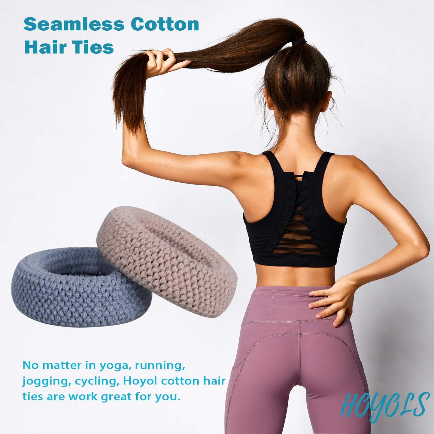 Large Thick Hair Ties, Large Cotton Stretch, Ponytail Holder Seamless Hair Bands Scrunchies Accessories for Women Mens Hair Ties No Crease Headband HOYOLS (7 pcs Set)