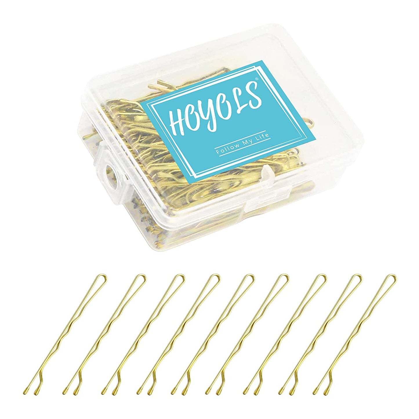 Hoyols Bobby Pin for Blonde Hair, Premium Metallic Crimped Grip Hairpins, Secure Hold Wavy Slide Proof Gold Hair Styling Pins for Women Buns Thin Hair 100 Count (Blonde)