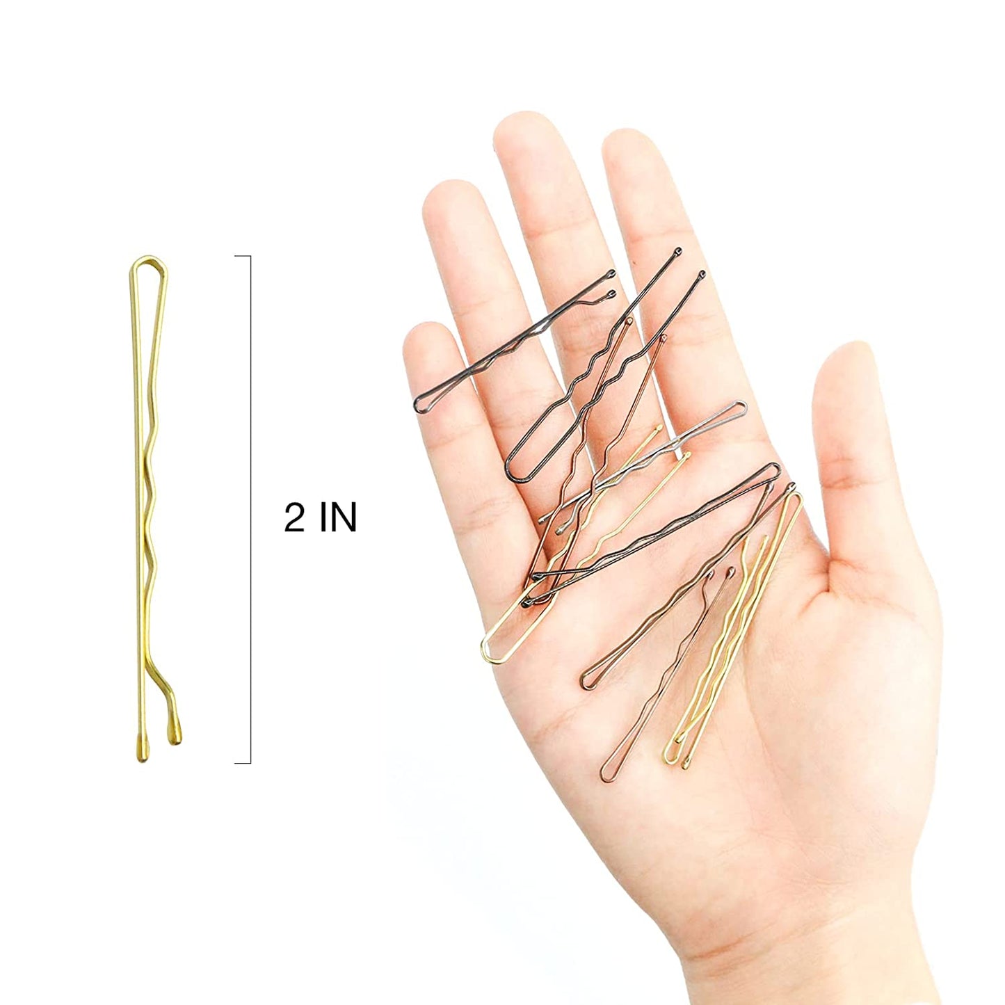 Hoyols Bobby Pin for Blonde Hair, Premium Metallic Crimped Grip Hairpins, Secure Hold Wavy Slide Proof Gold Hair Styling Pins for Women Buns Thin Hair 100 Count (Blonde)